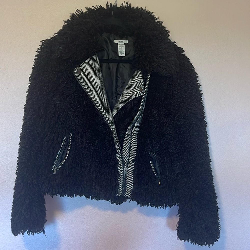 Bar III black fuzzy jacket